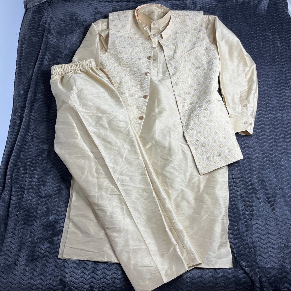 Mens Silk Kurta Pajama Set Indian Wedding Ethnic Kurta Pants